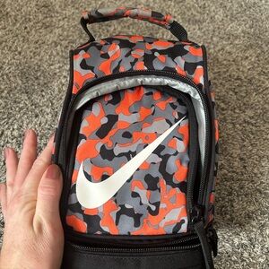 Nike Camo Print Kids Lunch Bag - Black, Gray, Orange
